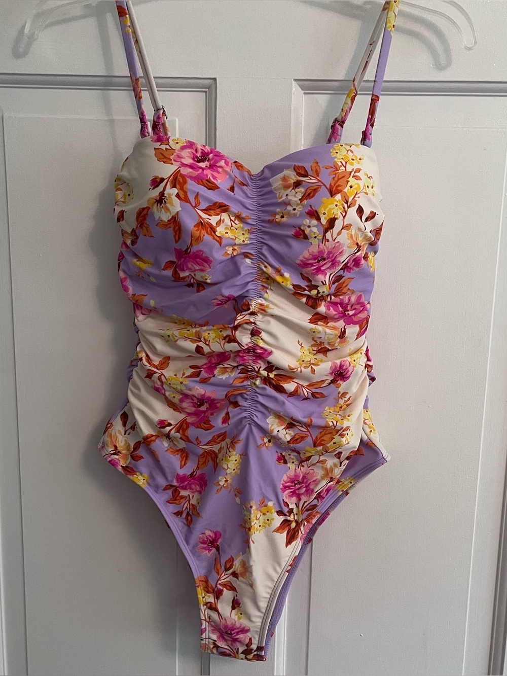 NWT Wonder Swim Tummy Control One Piece Swimsuit Floral Ruched sz Small